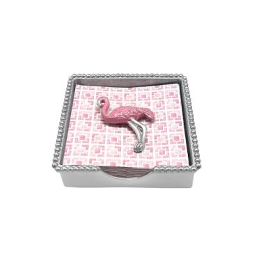 Imagem de CONJUNTO DE CAIXA DE NAPKIN DE FLAMINGO ROSA | PRATA | BRILANTE | PRESENTES | CAIXA DE NAPKIN E CONJUNTO DE PESO | ALUMÍNIO SANDCAST RECICLADO | FEITO À MÃO NO MÉXICO