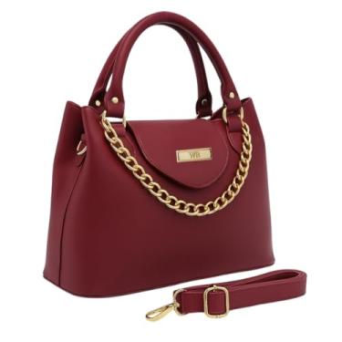 Imagem de Bolsa Feminina Com Alça de Mão e Ombro Reajustável e Com Bolso Externo + Detalhe em Corrente (Vermelho)