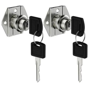 Imagem de Kit Duas Fechadura Tranca Gaveta Móveis Chave 22mm Soprano