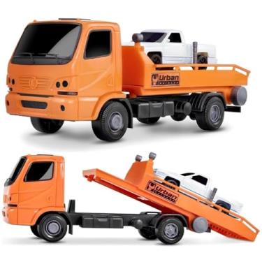 Imagem de Caminhão de Brinquedo, Infantil, Criança, Guincho, Material Resistente, Carrinho, Coleção (Laranja)