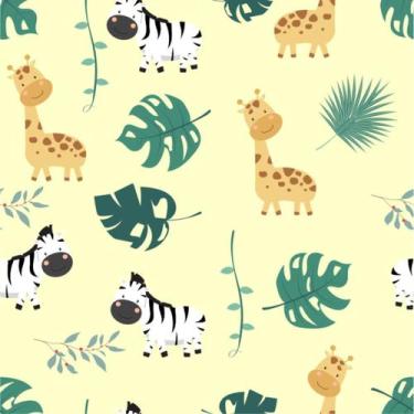 Imagem de Papel de Parede Autocolante Baby Girafa e Zebra Cute 2,50m - Inove Pap