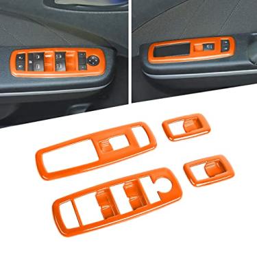 Imagem de Voodonala Acabamento para interruptor de elevação de janela para Dodge Charger Durango 2011-2019, para RAM 2010-2017, ABS Laranja, 4 peças