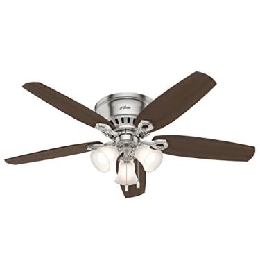 Imagem de Hunter Fan Company Ventilador de teto de baixo perfil interno Hunter 53328 132 cm com acabamento em níquel escovado e leve