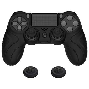 Imagem de PlayVital Guardian Edition Black Ergonomic Soft Anti-Slip Controller Silicone Case Cover for ps4, Rubber Protector Skin with Joystick Caps for ps4 Slim/Pro Controller