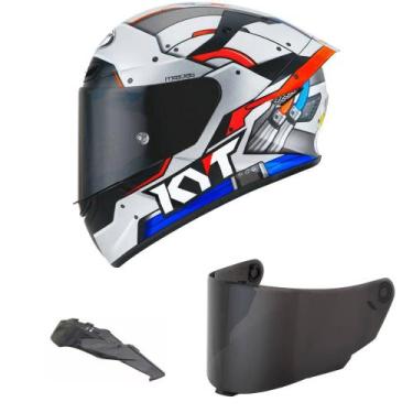 Imagem de Capacete KYT TT Course Ratthapark Space Monkey Azul Mais Viseira Fumê 
