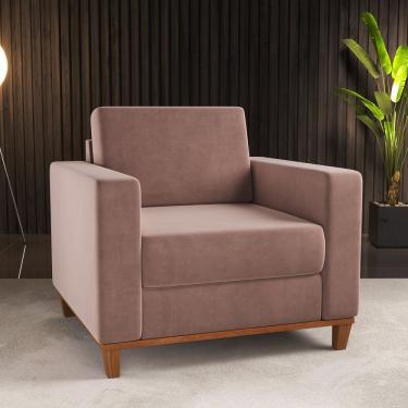 Imagem de Poltrona Baixa Em Veludo Livia Yescasa Rosa