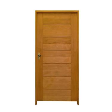 Imagem de Kit Porta De Madeira 210X92Cm Batente 14Cm Fechadura Taco De Golf Externa 3B Tauari