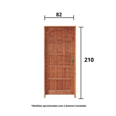 Imagem de Kit Porta De Madeira 210X82Cm Batente 11Cm Fechadura Taco De Golf Torneada 10 Bicos Pinus