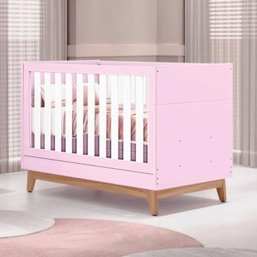 Imagem de Berço Americano 2 Em 1 Lucca Em Mdf Tuboarte Rosa