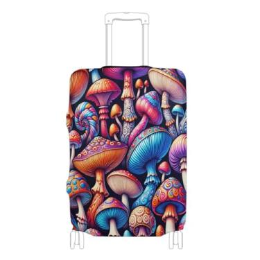 Imagem de Joisal Magic Mushrooms Protetor de bagagem antiarranhões Identificadores de mala exclusivos, itens essenciais de viagem de avião, Cogumelos mágicos, S 18-20 in