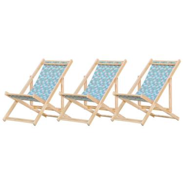 Imagem de Kit 3 Cadeira Espreguiçadeira Dobrável S-b-triang Azul