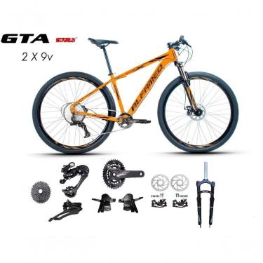 Imagem de Bicicleta Aro 29 Alfameq Afx Kit 2x9 Gta Sunrun Freio Disco K7 11/36 Pedivela 24/38d Garfo Trava - Laranja/preto Tam.19