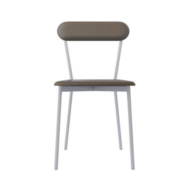 Imagem de Cadeira Fixa Estofada Vintage Emília Com 2 Unidades Cinza-branco