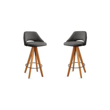 Imagem de Kit 2 Banquetas Giratórias Estofadas Com Encosto Nicole Preto