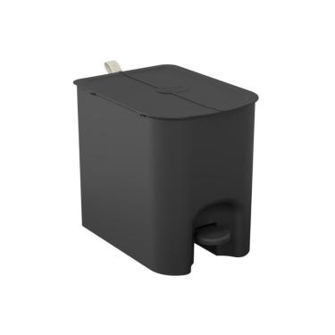 Imagem de Lixeira Com Pedal Borboleta 12l Preto Com Alça Bege Coza