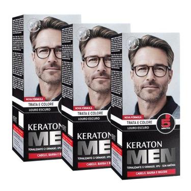 Imagem de Kert Kit 3 Tonalizante Keraton Men Cabelo, Barba e Bigode Louro Escuro