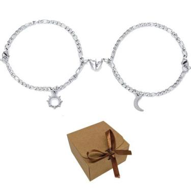 Imagem de Pulseira Casal Kit 2 Amizade Sol Lua Imã Magnéticas Presente - Things 