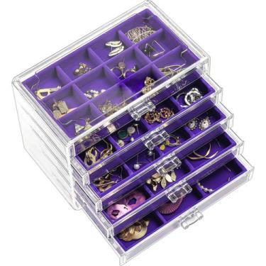Imagem de Caixa de joias ProCase, porta-brincos, organizador, 5 gavetas, roxo