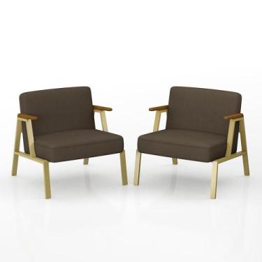 Imagem de Kit 2 Poltronas Coimbra Estilo Industrial Dourado/cinam/marrom - M.a -