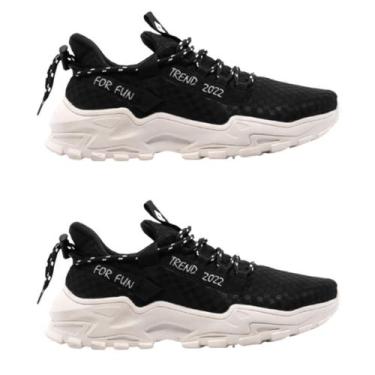 Imagem de Kit 2 Tênis Masculino Rekoba Live For Fun Original, Preto, Branco, 38