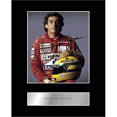Imagem de Generic Ayrton Senna Pré Impressa Assinatura Assinada Montado Exibição Foto #11 Impressão Autografada Imagem