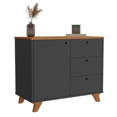 Imagem de Balcão com 3 Gavetas Lituânia Freijó Preto - CASA H