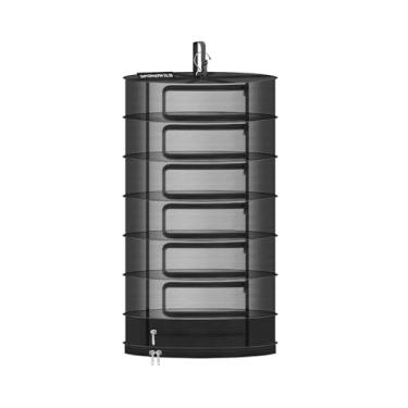 Imagem de SPONDWILD Rack de secagem de ervas, rede de malha suspensa, grande 6 + 1 camada de secagem de plantas com zíper tipo porta e compartimento de armazenamento fechado para secadora de cesta dobrável