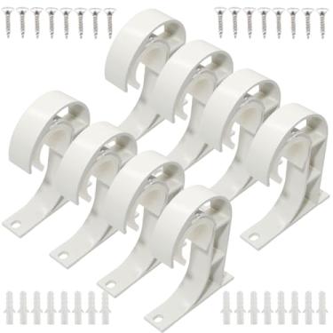 Imagem de suiwotin Pacote com 8 suportes de varão de cortina de teto, ganchos de montagem de teto de liga de alumínio para varões de cortina de 2,5 cm, suportes de poste de cortina para quarto e sala de estar