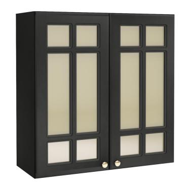 Imagem de Armário Aéreo Firenze 80cm 2 Portas com Vidro - Indékes Chumbo