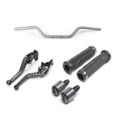 Imagem de Kit Guidão 22mm Manopla XL Manete Fazer 150 250 - Stark Race, Titanium