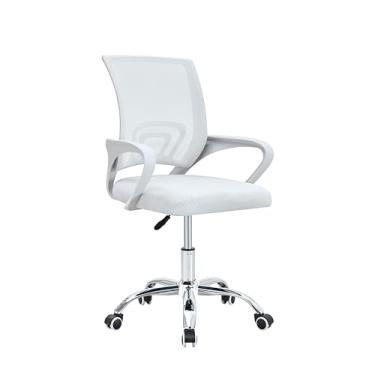 Imagem de Cadeira de Escritório Giratória Arco Conthey Mesh Branca, Base Cromada, Ergonômica, Home Office