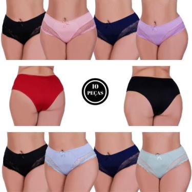 Imagem de Kit 10 Calcinha Plus Size com detalhe de Renda Tanga Grande - c1 KIT 1