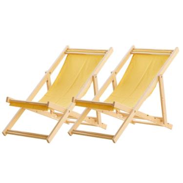 Imagem de Kit 2 Espreguiçadeiras Preguiçosa Dobrável sem Braço Madeira Maciça com Tecido Colorido