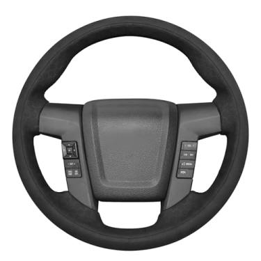 Imagem de MEWANT Capa de volante de carro para Ford F-150 F150 Raptor 2010-2014 couro costurado à mão para volante