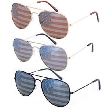 Imagem de Óculos de sol Shaderz Aviator Bandeira Americana dos EUA – Ótimo acessório para 4 de julho, Multicor, Normal
