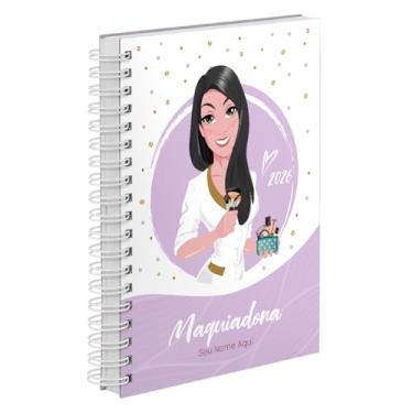 Imagem de Agenda Comercial 2026 Personalizada Capa Dura Maquiadora Morena Cores (Lilás)