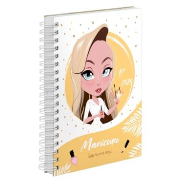 Imagem de Agenda Comercial 2026 Personalizada Capa Dura Manicure Loira Cores (Amarela)
