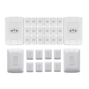 Imagem de Kit 20 Tomadas 10A + 10 Interruptor Simples Aria Tramontina
