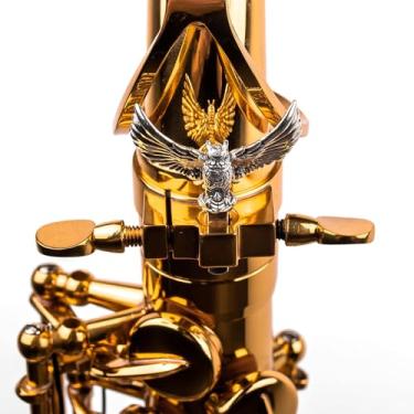 Imagem de Saxofone ArtTone Booster – Acessório aprimorador de som para saxofone barítono soprano alto tenor (prata 925, estilo coruja)