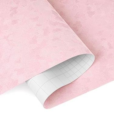 Imagem de Decotalk Papel de parede de veludo rosa descasque e cole papel de parede de veludo adesivo tecido de feltro papel de parede rosa claro folha de feltro para artesanato 15,7 x 120 polegadas papel de