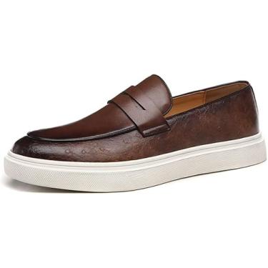 Imagem de Mocassins De Couro Casuais Retrô Para Homens Da British Elegance, Brown, 7.5 UK