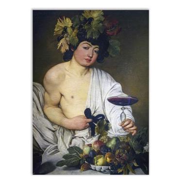 Imagem de Placa Decorativa Pintura Baco Barroco Michelangelo Caravaggio Decoração Poster Quarto Sala