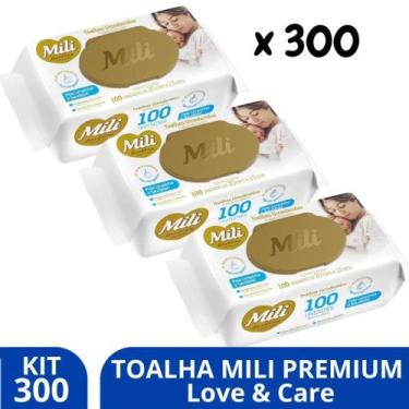 Imagem de Lenço Umidecido Mili Love Care com 3 Pacotes 100 folhas em cada.