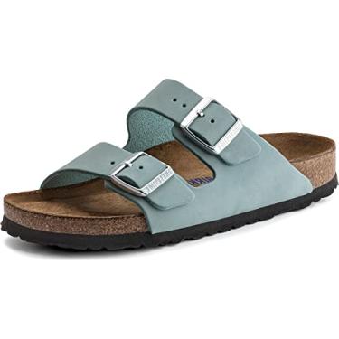 Imagem de Birkenstock Sandália feminina Arizona macia palmeira - largura estreita, Azul (aqua) desbotado, 8