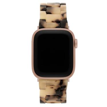 Imagem de MACHETE Pulseira para Apple Watch de 38 mm, 40 mm e 41 mm com fivela de aço inoxidável ouro rosa, resina de acetato para iWatch Ultra 2 1 séries 9/8/7/6/5/4/3/2/1/SE, feminino e masculino (tartaruga