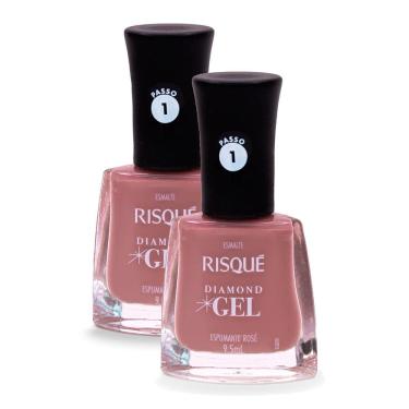 Imagem de Esmalte Risqué Diamond Gel Cor Espumante Rosé 9,5ml  Kit com duas unidades