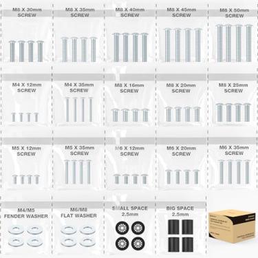 Imagem de Hemudu Kit De Parafusos Montagem Tv Universal Com Para Instalação Inclui Conjuntos E Espaçadores M4, M5, M6 M8 Vizio, Lg, Tcl, Sony, Sharp, Philips, Panasonic Mais Até 100" Hta002
