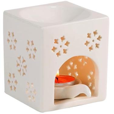 Imagem de Auxmeware Queimador de óleo essencial para óleo perfumado, aquecedor de óleo, aquecedor de cera Tealight, difusor de vela, suporte de luz de chá, quadrado