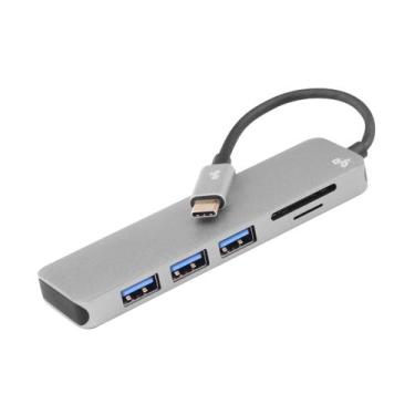 Imagem de Hub Usb Tipo C 5x1 P/ 3 Usb 3.0 + Leitor Sd/tf Original 5+