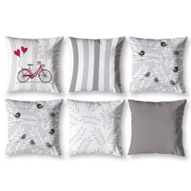 Imagem de Kit 6 almofadas Cheias 40cm x 40cm Decorativas Estampadas Digital Colo